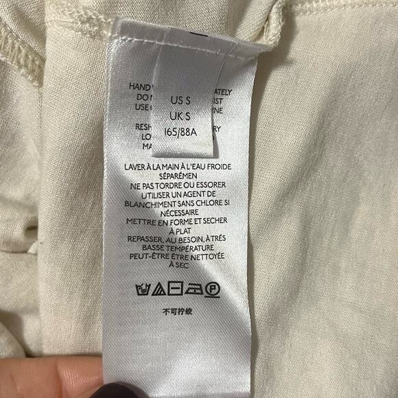 Anthropologie Ruffled Pointelle Knit Mini Dress Square Neck Ivory Cream Womens S - Picture 10 of 11